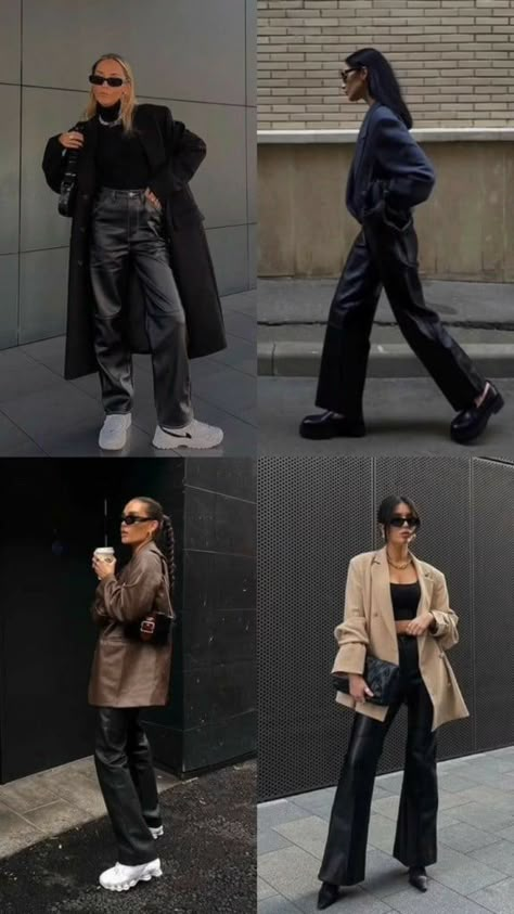 Leather Pants Outfit Ideas, How To Style Leather Pants, Style Leather Pants, Pants Outfit Ideas, Leather Pants Outfit, Fashion Outfits Ideas, Mode Inspo, Faux Leather Pants, Autumn Outfit