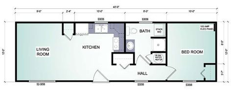 12x40 Tiny House, House Plans Cottage, Cottage Floor Plan, Studio Floor Plans, Mobile Home Floor Plans, Garage Apartment Plans, Cottage Floor Plans, Shipping Container House Plans, Tiny House Layout