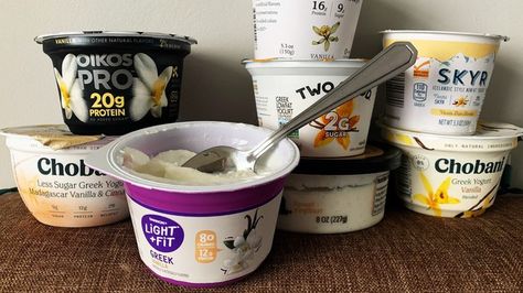 19 High-Protein Yogurts, Ranked Worst To Best Best Greek Yogurt, High Protein Yogurt, Yogurt Brands, Greek Yogurt Flavors, Chobani Greek Yogurt, Plant Based Yogurt, Protein Yogurt, Low Fat Yogurt, Cheese Salad