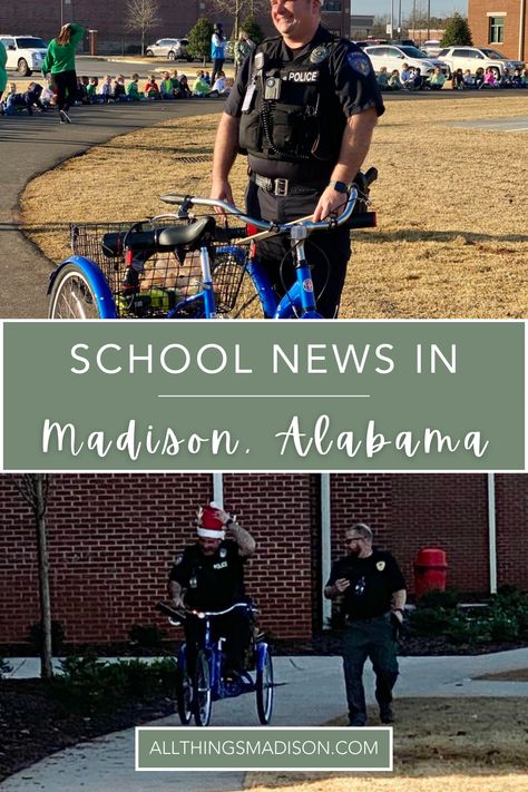 The school resource officer at Midtown Elementary School in Madison has a new set of wheels; Three wheels to be exact! Just three months ago, Midtown’s school resource officer (SRO) Shane Kyker stumbled across a video of another out-of-state school-based officer riding around the campus on an adult-sized tricycle. “I want to do that,” he shared with a smile as he considered how approachable a tricycle would make a police officer appear to the children he strives to protect every day. School Resource Officer, Make School, State School, School Resources, Above And Beyond, School Fun, Tricycle, New Set, Police Officer