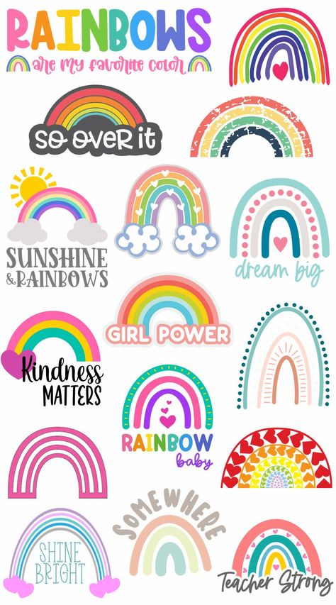 Free Rainbow SVG Files - The Kingston Home: If there is one thing we can all use these days - it's rainbows! We're sharing sixteen free Rainbow SVG files to brighten up your corner of the world. Rainbow Svg Free Cricut, Cricut Rainbow Projects, Svg Stickers Free, Free Sticker Svg Files For Cricut, Rainbow Images Free Printable, Sticker Svg Free, Rainbow Clipart Free, Free Images For Cricut, Cricut Images Free Svg