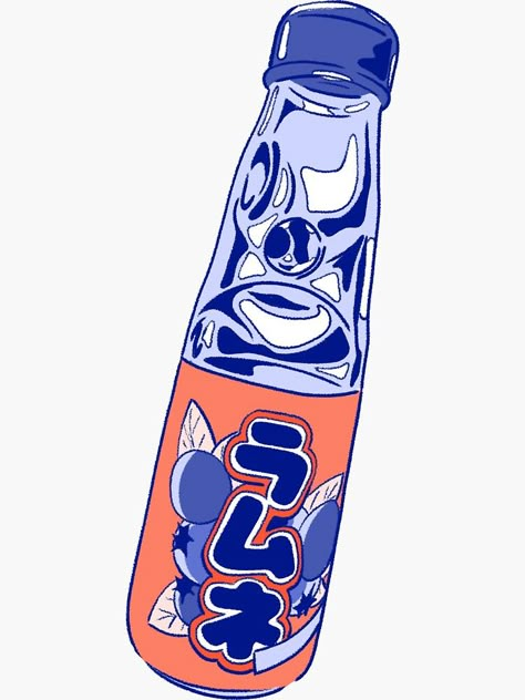 Ramune Soda Drawing, Ramune Soda Aesthetic Drawing, Ramune Drawing, Ramune Sticker, Ramune Soda Aesthetic, Ramune Bottle, Foods Drawing, Copic Drawings, Japanese Drinks