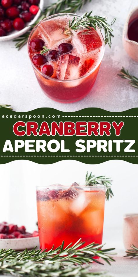 Elevate your Thanksgiving dinner party with the best cranberry Aperol Spritz recipe! This light and refreshing Aperol spritz is a simple, easy fall drink that adds a festive touch to your celebration. Don't miss out and save this recipe for later! Aperol Spritz Garnish, Cranberry Aperol Spritz Recipe, Grapefruit Aperol Spritz, Fall Aperol Spritz Recipe, Cranberry Aperol Spritz, Thanksgiving Spritzer, Fall Aperol Spritz, Fall Cranberry Cocktail, Fall Spritz