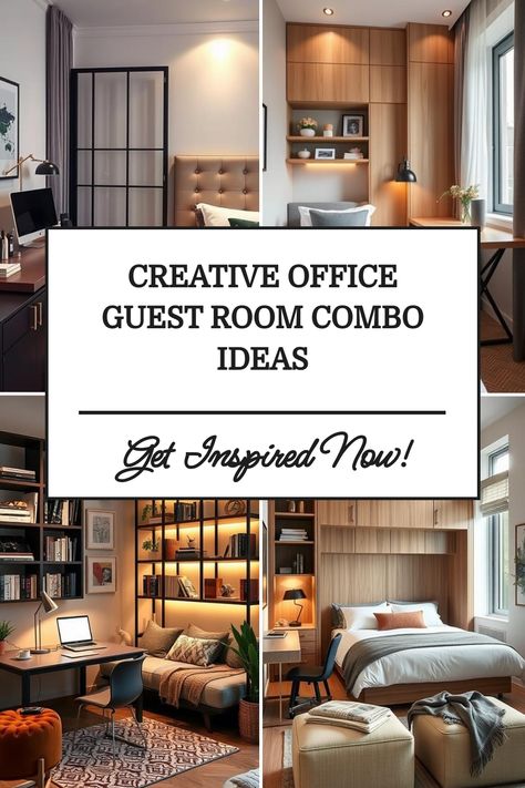 Creative home office and guest room combination ideas in a stylish, modern design. Office Bedroom Layout Ideas, Small Space Guest Room Office, Rec Room Bedroom Combo, Office To Bedroom Conversion, Home Office Tv Room Combo Layout, Home Office With Guest Bed, Office Sitting Room Combo Layout, Office With Pullout Couch Guest Rooms, Cozy Office With Couch