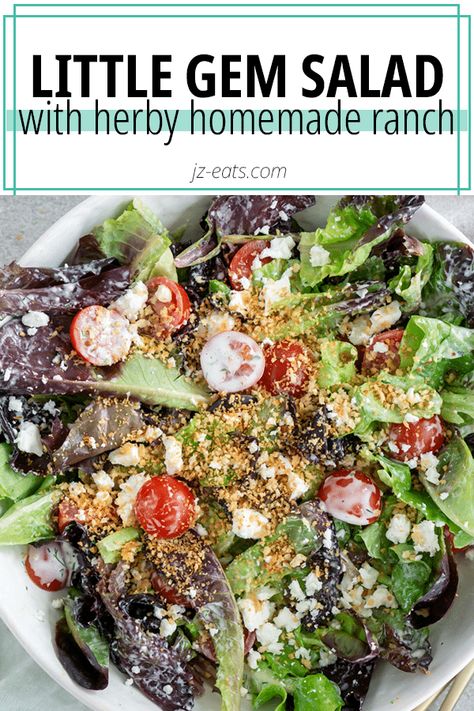 Little Gem Salad is crunchy, fresh, and super easy to make. This simple salad uses seasonal little gems lettuce and is perfect for a light lunch or an easy side, and is full of fresh ingredients! Gem Salad Recipe, Little Gem Salad, Gem Salad, Bitter Lettuce, Work Lunch Recipes, Vegetable Salad Recipes, Fresh Salad Recipes, Simple Salad, Lunch Recipe