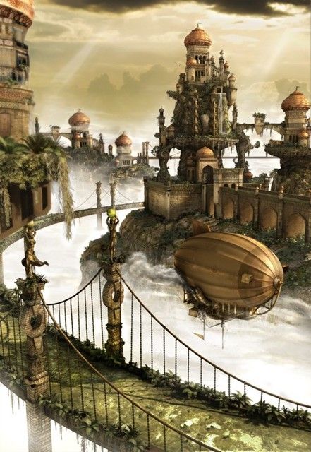 City in the clouds. | City in the clouds. ift.tt/1aP8NcX | Ettiene zAomoa | Flickr Ville Steampunk, City In The Sky, Steampunk Kunst, Steampunk City, Steampunk Artwork, Steampunk Airship, Futurisme Retro, Art Steampunk, Floating City