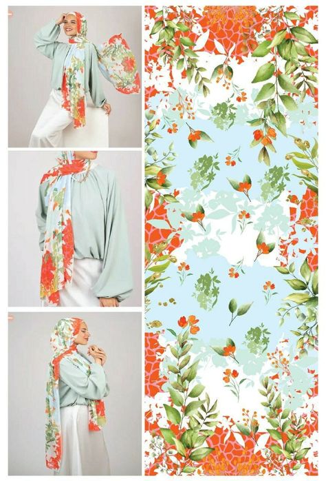 Digital Print Scarf Design, Scarf Design Illustration Patterns, Scarfs Designs, Print Scarf Design, Surface Pattern Design Inspiration, Silk Scarf Design, Hijab Designs, Fabric Print Design, Gucci Floral