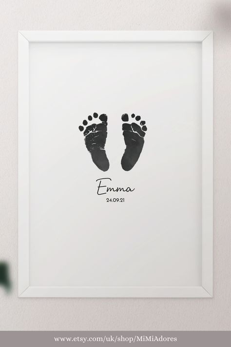 STUNNING WATERCOLOUR BABY FOOTPRINT - Made from your little one's actual footprints true to size - Created on A4 260gsm Pro Luster fine art paper with long lasting and non fading inks - We can use any foot/hand prints you already have or - Add our Magical Inkless Wipe Kit to your order, which we would post to you 1st Class the next working day - A stunning way to display the most precious and treasured memories! - Perfect for baby shower gifts, new baby gift, or nursery decor. Newborn Footprint Ideas, Baby Frames, Newborn Footprints, Baby Footprint Art, Baby Boy Newborn Photography, New Mum Gift, Baby Footprint, Boy Newborn, Hand Prints