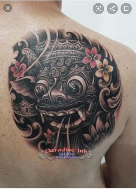 Traditional Indinesian tattoo Pluto Tattoo, Barong Tattoo, Balinese Tattoo, Barong Bali, Armband Tattoos For Men, Bali Tattoo, Oni Tattoo, Hannya Mask Tattoo, Tattoo Catalog