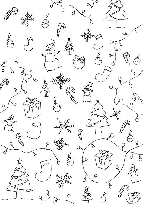 Christmas Doodles, Sketch Notes, Wrapping Paper Christmas, Christmas Coloring, Paper Drawing, Bullet Journal Doodles, Christmas Drawing, Journal Doodles, Christmas Coloring Pages