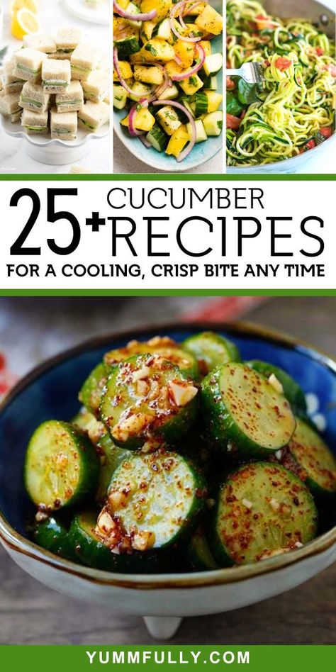 25  Cucumber Recipes for a Cooling, Crisp Bite Any Time - Yummy and fully Dinner Recipes With Cucumber, Cucumber Guy Recipes, Ways To Eat Cucumber, Grilled Cucumber, Cucumber Snack Recipes, Cucumber Gazpacho, Cucumber Salads, Cucumber Snacks, Easy Bbq Recipes