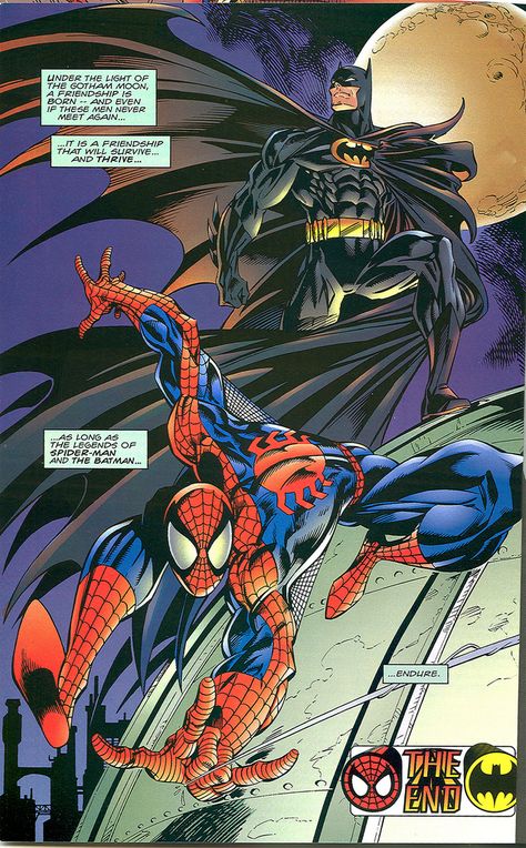 Dc Cover Art, Spider Man And Batman, Spiderman And Batman, Batman And Spiderman, Marvel And Dc Crossover, Mark Bagley, Marvel And Dc, Batman Spiderman, Caped Crusader