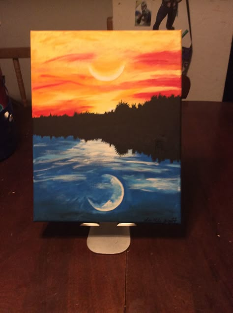 Opposite Paintings, Painting Ideas Difficult, Meaningful Painting Ideas On Canvas, Dark Sunset Painting, Meaningful Painting Inspiration, Difficult Paintings, Upside Down Painting, Meaningful Paintings, Painting Hobby