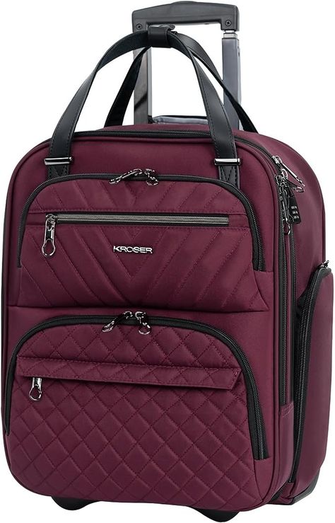 Amazon.com | KROSER Carry On Underseat Multi-functional, 16-inch Underseater Lightweight Overnight Suitcase for Women, Beige | Carry-Ons Suitcase For Women, Rolling Laptop Bag, Underseat Carry On, Luggage Strap, Shopping Coupons, Carry On Luggage, Business Travel, Travel Gear, Dusty Pink