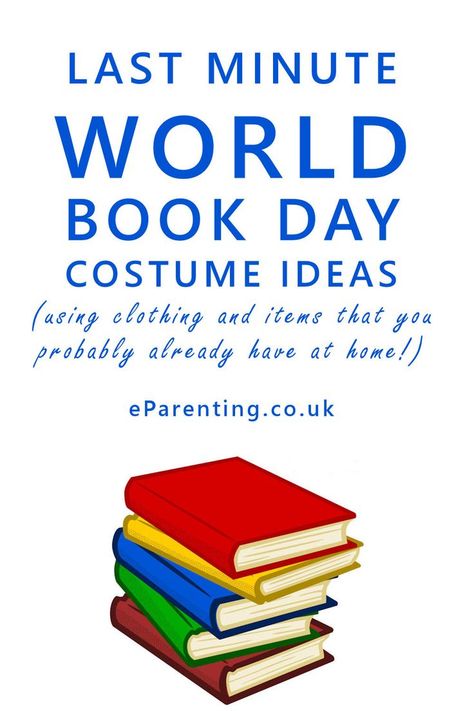 Quick and easy last minute World Book Day or Book Week costume ideas using clothes and accessories that you already have at home. Last Minute Book Week Costumes, Easy Adult World Book Day Costumes, Book Day Ideas, Easy Book Character Costumes, World Book Day Costume Ideas, Book Week Costume Ideas, Easy Book Week Costumes, World Book Day Outfits, World Book Day Costume