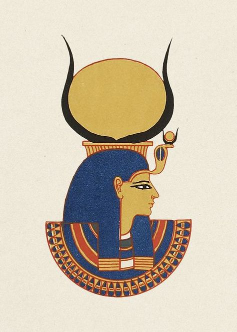 Pharoah Egyptian, Hathor Egyptian Goddess, Egyptian Art Drawing, Egypt Drawing, Hathor Goddess, Egyptian Ornamented, Egyptian Drawings, Egyptian Party, Egypt Project