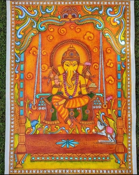 Mural Paintings, Kerala Mural Painting, Indian God, Animal Drawings Sketches, Peace Illustration, Ganesh Images, Clay Wall Art, Ganesha Pictures, Clay Wall