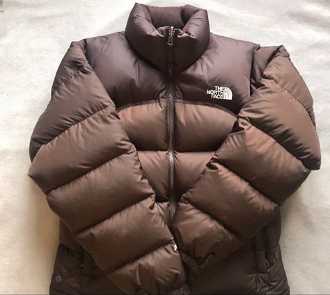 Available on depop to buy! @bright.attire Jacket Outfit Men Aesthetic, Brown Puffer Coat Outfit, Brown Puffer Jacket Outfit Men, The North Face Puffer Jacket Brown, Casual Brown The North Face Outerwear, Brown Northface, North Jacket, Brown Puffer Jacket Outfit, Brown North Face Puffer