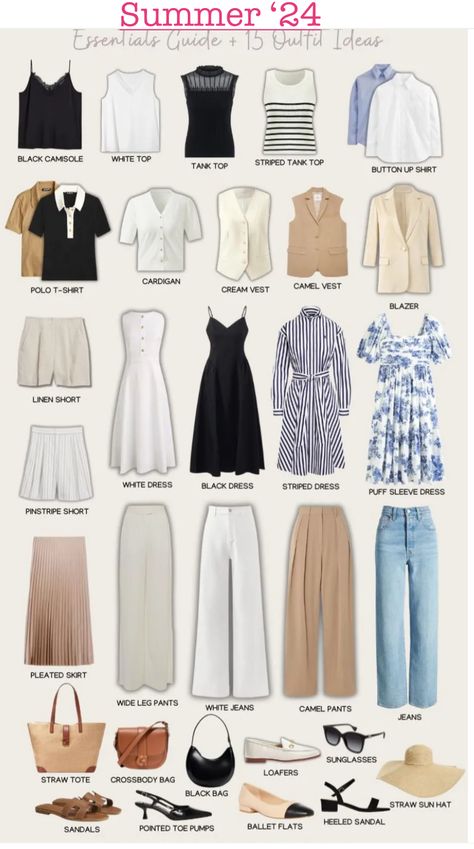 French Summer Outfits Classy, Midi Skirt Classy Outfit, Summer Style Old Money, Elegant Outfit Essentials, Summer In The Hamptons Aesthetic Outfits, Spring Summer Outfits Casual, Outfit For Summer For Women, Summer Outfits Old Money Aesthetic, Old Money Style Woman Outfit