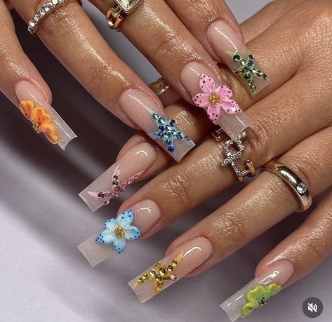 Nail Charm Designs, Mid Length Nails, Perfect Summer Nails, Coffin Nails Matte, School Nails, Nail Styles, Kawaii Nails, Bright And Beautiful, Square Acrylic Nails