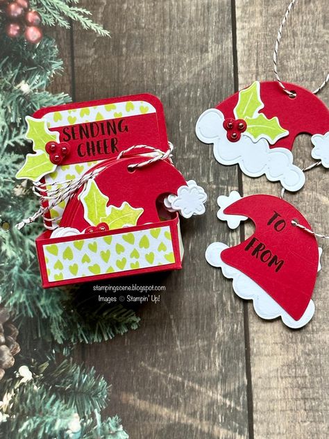 Christmas Gift Tags Stampin Up, Brownie Guides, Christmas Papercraft, Christmas Bazaar Crafts, Xmas Gift Tags, Cheers Card, Christmas Gift Tags Handmade, Christmas Craft Ideas, Gift Tags Christmas