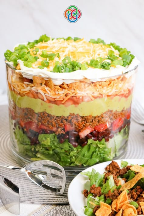 Layered Taco Salad, Salsa Dressing, Layered Taco Salads, Taco Salad Ingredients, Salad Taco, Layered Taco, Small Town Woman, Mexican Salads, Taco Salads