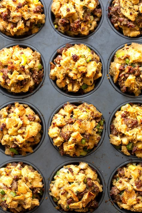 Thanksgiving Stuffing Muffins Mini Stuffing Bites, Rachel Ray Stuffing Muffins, Stuffin Muffins Rachael Ray, Muffin Tin Stuffing Recipes, Stuffing Muffins Pioneer Woman, Stuffing Cupcakes Thanksgiving, Turkey Stuffing Muffins, Stuffing In Muffin Tins Recipe, Leftover Stuffing Muffins