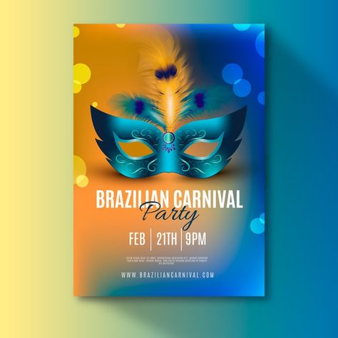 Realistic brazilian carnival flyer template. Download for free at freepik.com! #Freepik #freevector #flyer #music #party #template #carnival #mardigras Save The Date Templates Design, Carnival Flyer, Brazilian Carnival, Print Design Template, Party Template, Music Party, Favorite Apps, Carnival Party, Template Download