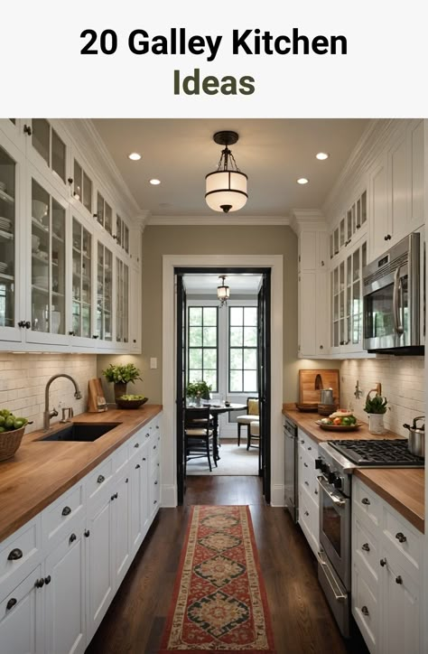 Mcm Ranch House, Natural Home Aesthetic, Modern Galley Kitchen Ideas, Kitchen Table Small Space, Classic Southern Home Decor, White Galley Kitchen, Galley Kitchen Renovation, Florida Home Decorating, Galley Kitchen Layout