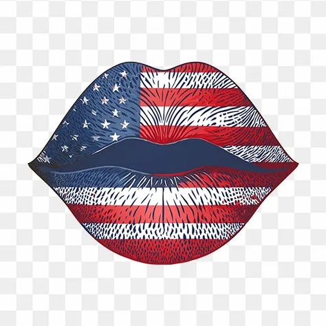 Patriotic Lips, 4th Of July Design, July Design, Free Png Downloads, American Patriot, Cricut Ideas, Png Download, Free Png, Transparent Png