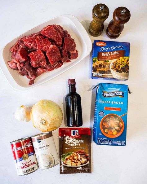 Oven Beef Tips Recipe, Chuck Roast Beef Tips, Beef Tips And Gravy Dutch Oven, Beef Tips French Onion Soup Crock Pot, Recipes With Beef Chunks, Beef Tips Onion Soup, Beef Tips And Gravy Stove Top Quick, Beef Round Chunks Recipes, Texas Roadhouse Beef Tips And Gravy