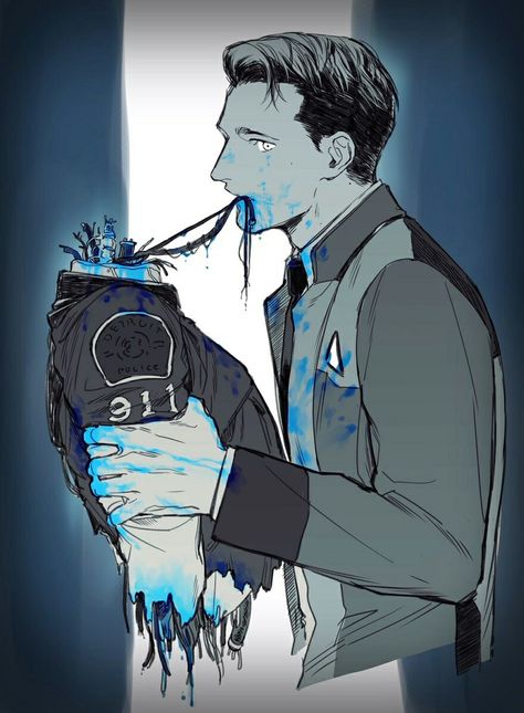 Connor Dbh Fanart, Deviant Connor, Dbh Fanart, Detroit Art, Detroit: Become Human, Quantic Dream, Detroit Become Human Connor, One Piece Gif, Becoming Human