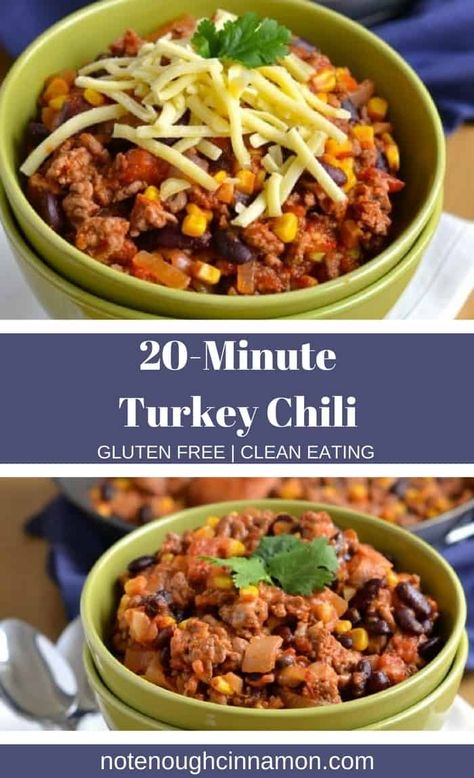 Quick Turkey Chili perfect for those busy weeknight dinners. A healthy, easy, and comforting meal ready in 20 minutes! #chilli #paleo #glutenfree #cleaneating Quick Turkey Chili, Turkey Chili Recipe Easy, Chili Healthy, Healthy Chili Recipe Turkey, Quick Turkey, Quick Meals To Make, Turkey Chili Healthy, Chili Recipe Turkey, Chili Recipe Easy