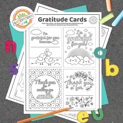 Gratitude Cards For Kids Coloring Pages