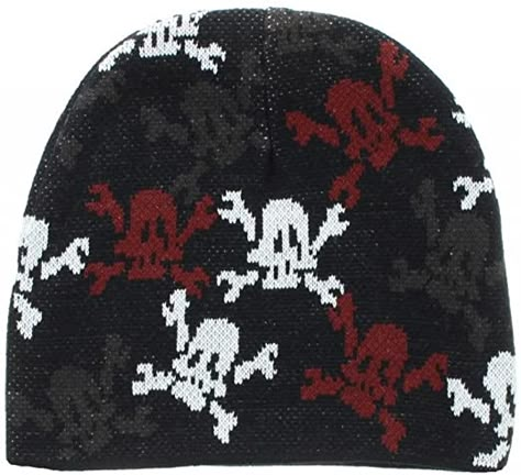 Fun Beanies, Skull Clothes, Grunge Beanie, Cool Beanies, Skull Beanie, Hats Collection, Crochet Women, Funky Hats, Cat Beanie