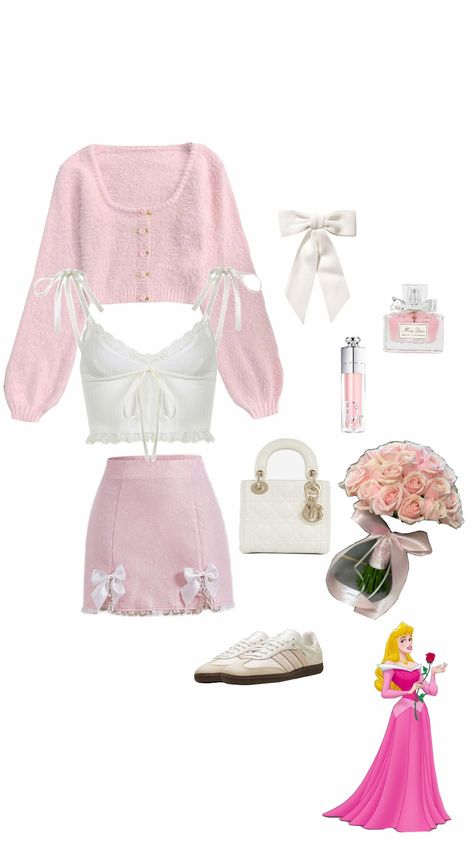 #princess #fashion #fashioninspo #disney #ootd #inspo #pink #pinkaesthetic Sleeping Beauty Modern Outfit, Princess Outfits Ideas, Princess Aurora Outfit, Coquette Disney, Sleeping Beauty Outfit, Disney Ootd, Sleeping Beauty Disney, Princess Fashion, Disney Bound Outfits