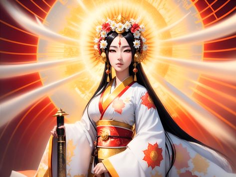 Amaterasu Goddess, Goddess Amaterasu, Amaterasu Omikami, Goddess Artwork, Character Designs, Demon Slayer, Pin Up, Anime Art, Art Inspiration