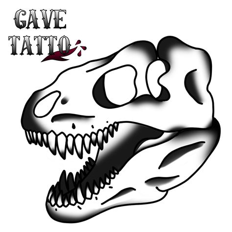 Cráneo de dinosaurio tatuaje tradicional Dinasour skull traditional tattoo Skull Traditional Tattoo, Traditional Tattoo, Tattoos, Drawings