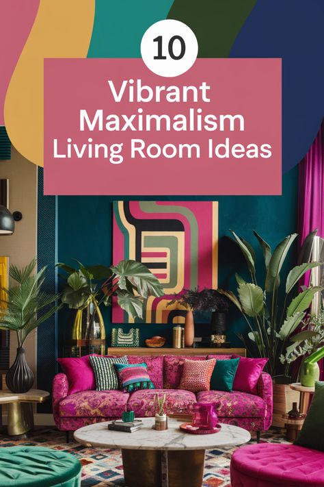 Bring your living room to life with these 10 maximalist decor ideas. Mix bold colors, patterns, and textures for a vibrant and stylish space that’s uniquely yours. Playful Living Room Decor, Modern Maximalist Living Room, Maximalist Tv Room, Beautiful Interiors Living Room, Living Room Inspiration Maximalism, Maximalist Painting Ideas, Living Room Focal Point Ideas, Maximalist Minimalist Decor, Clean Maximalism