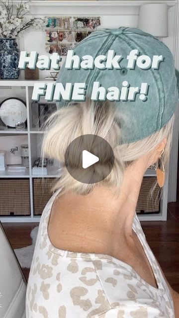 Mandy Sims✨Over 40 Health + Beauty on Instagram: "Not a fan of the little wad of hair coming out of your hat? Same here. Try this double pony (don’t pull through!!) trick to add volume and ooomph! 🙌🏼" Short Hair In Hats Baseball, Short Hair With Cowboy Hat, Wearing A Hat With Short Hair, Short Hair In A Hat, Short Hair In Hat, Hard Hat Hairstyles, Short Hair Hat Styles, Hair Hat Style, Short Hair Hat Hairstyles