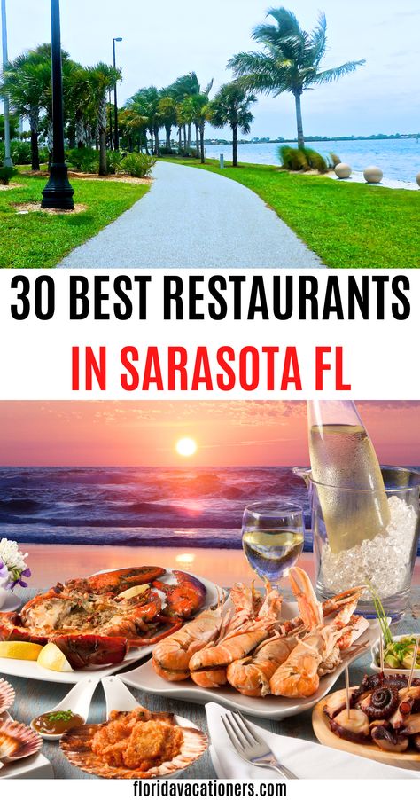 Best Restaurants in Sarasota Florida including the best beachfront restaurants in Sarasota Florida and where to eat with kids | Downtown Sarasota restaurants | Best resturants on the water in Sarasota | things to do in Sarasota FL | beach vacations and holidays in Florida | Florida food | Beach travel | Travel Florida | Gulf Coast | Naples FL #florida #sarasota #restaurantsinsarasota #gulfcoast Best Restaurants In Sarasota Florida, Things To Do Sarasota Florida, What To Do In Sarasota Florida, Sarasota Florida Restaurants, Sarasota Restaurants, Chicken Sushi, Florida Vibes, Sushi Pizza, Florida Vacation Spots