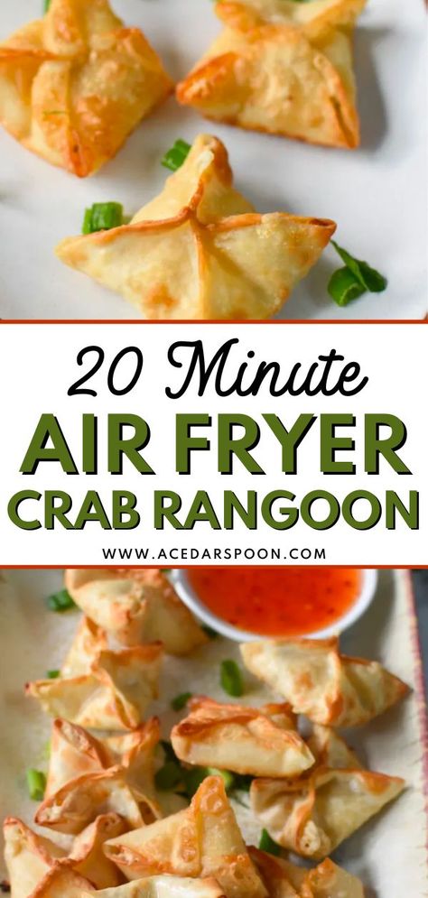 Craving some crab rangoons? This air fryer crab rangoon recipe is perfect for satisfying that craving. These delicious little snacks are easy to make and even easier to eat. Plus, they're a lot healthier than the traditional version. So what are you waiting for? Try out this recipe today! Super Bowl Menu Ideas, Air Fryer Crab Rangoon, Game Day Meals, Easy Football Party Food, Homemade Crab Rangoon, Air Fryer Crab, Easy Healthy Snack Ideas, Super Bowl Menu, Rangoon Recipe