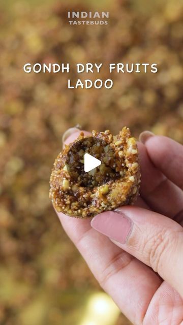 Swarna | Recipe video creator on Instagram: "Winter comfort Ep 10 - Gondh Dry Fruits Ladoo Healthy sweet for the winters ☺️ Recipe: 200gm ghee 1/2 cup gondh/dink/ edible gum 100 gms almonds 100 gms cashews 100 gms pistachios 50 gms green raisins 80 gms sukha khopra/ dried coconut (not desiccated coconut) 30 gms Khus khus / poppy seeds 1 tsp dried ginger/ sunth powder 1 tsp Elaichi/ cardamom powder 200 gms jaggery 4 tbsp water (for jaggery) - In a heavy bottom kadai, add ghee and fry gondh until they turn crispy. Drain the excess ghee and transfer the gondh to a big plate. - Roughly crush the gondh and keep it aside. - Into the same kadai add some more ghee if required and fry almonds, cashews and pistachios for 2 minutes over low heat. To this add raisins and fry for 1 more minute. - D Dry Fruits Ladoo Recipe, Gum Recipe, Jaggery Recipes, Laddoo Recipe, Amaranth Recipes, Edible Gum, Dried Ginger, Dried Coconut, Desiccated Coconut