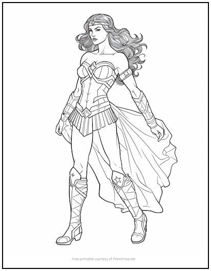 Wonder Woman Coloring Page | Print it Free Wonder Woman Coloring Pages, Woman Coloring Pages, Stuff To Color, Coloring Pages For Boys, Kids Coloring Pages, Printable Kids, Rainy Day Activities, Coloring Page Ideas, Dressed To Impress