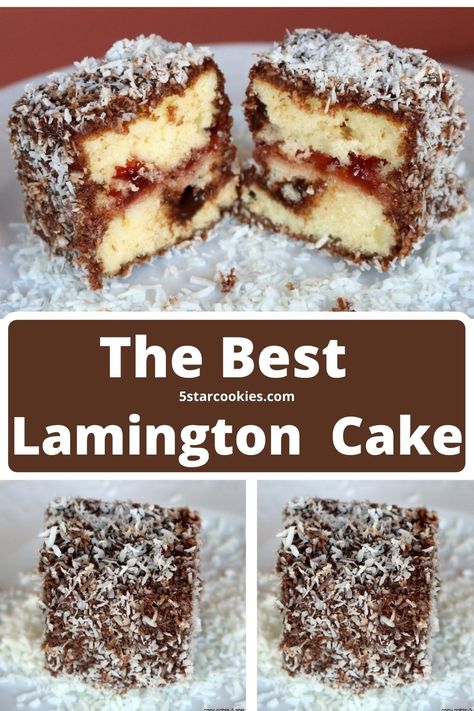 Lamington Cake Recipe, Lamington Cake, Lamingtons Recipe, Great Australian Bake Off, Australian Desserts, Coffee Cake Recipes Easy, Aussie Food, Coconut Cake Recipe, Desiccated Coconut