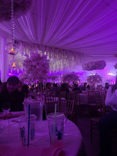 Quncie Ideas Purple, Sweet Sixteen Party Ideas Purple, Purple Quince Aesthetic, Purple Quince Decor, Purple Enchanted Forest Quinceanera, Dark Purple Sweet 16 Dress, Purple Sweet 16 Aesthetic, Violet Quinceanera Theme, Royal Purple Quince