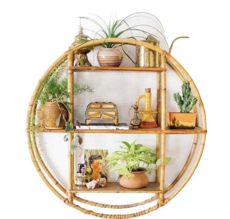 Rattan Wall Shelf, Round Wall Shelves, Rattan Wall, Bamboo Furniture, Living Room Shelves, Chairs Dining, Bistro Chairs, Bamboo Plants, Rattan Furniture