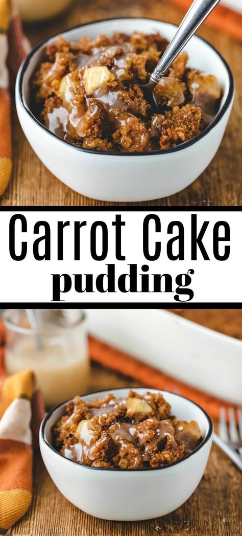 Carrot Cake Pudding is a steamed carrot pudding that tastes like super moist carrot cake! Carrot Cake Bread Pudding, Carrot Cake Pudding, Bread Pudding With Rum Sauce, Super Moist Carrot Cake, Bread Pudding With Bourbon Sauce, Bread Pudding With Caramel Sauce, Slow Cooker Christmas, Moist Carrot Cake, Carrot Pudding