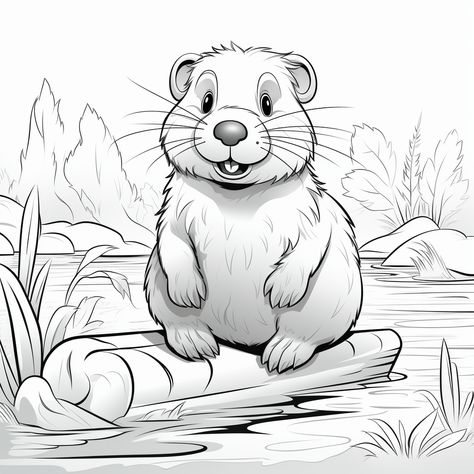 Otters Coloring Pages, Beaver Doodle, Beaver Drawing Cute, Beaver Drawing Simple, Beaver Coloring Page, Beaver Drawing, Baby Beaver, Puppy Chow, Little Puppies