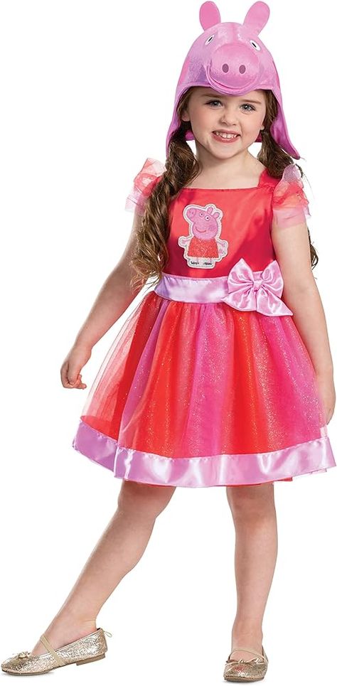 Amazon.com: Disguise Peppa Pig Costume Tutu, Official Peppa Pig Deluxe Toddler Costume and Accessories, Size (2T) : Clothing, Shoes & Jewelry Peppa Pig Fancy Dress, Peppa Pig Halloween Costume, Peppa Pig Costume, Pig Halloween Costume, Peppa Pig Dress, Pig Costume, Pig Halloween, Pink And Red Dress, Pig Costumes